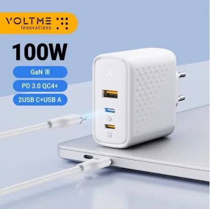 Carregador VOLTME turbo GAN III 100W / 4.0 QC 3.0 PD USB-C tipo C