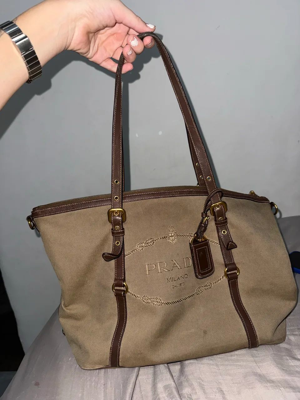 Bolsa Prada Milano Paris - Original | Canvas e Couro - Foto 4