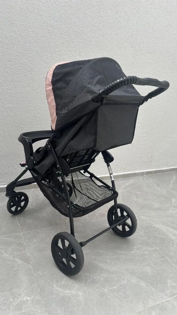 Carrinho de Bebê Romano Preto e Rosa - Galzerano - Foto 4