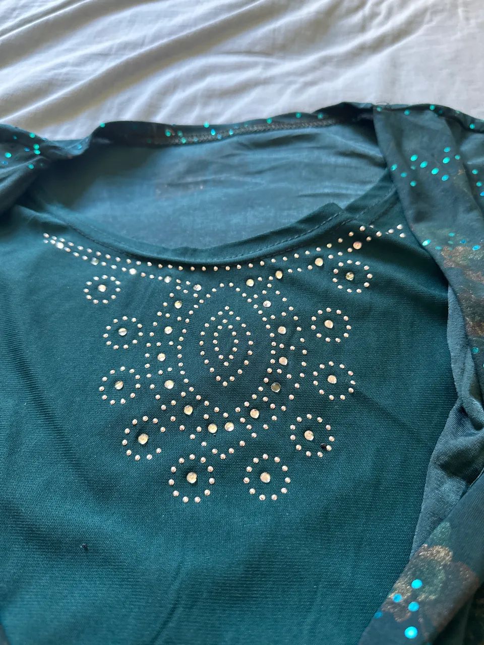 Blusa verde com brilho e strass TAM M  - Foto 2