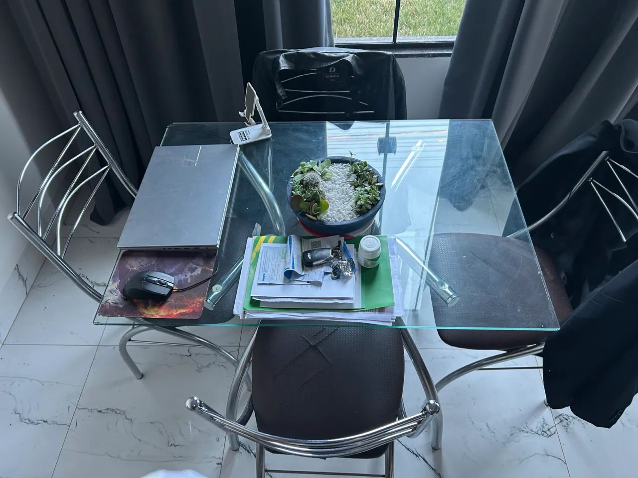 MESA VIDRO 4 cadeiras