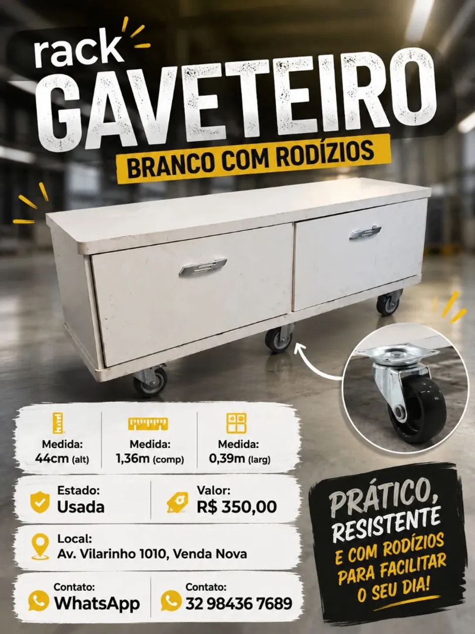 Rack gaveteiro branco 