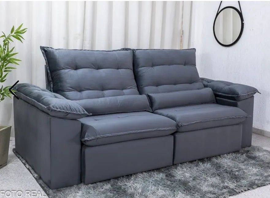 Comfort Plus 2.30m Retractable Reclining Sofa, Gray Velvet - D28 Soft