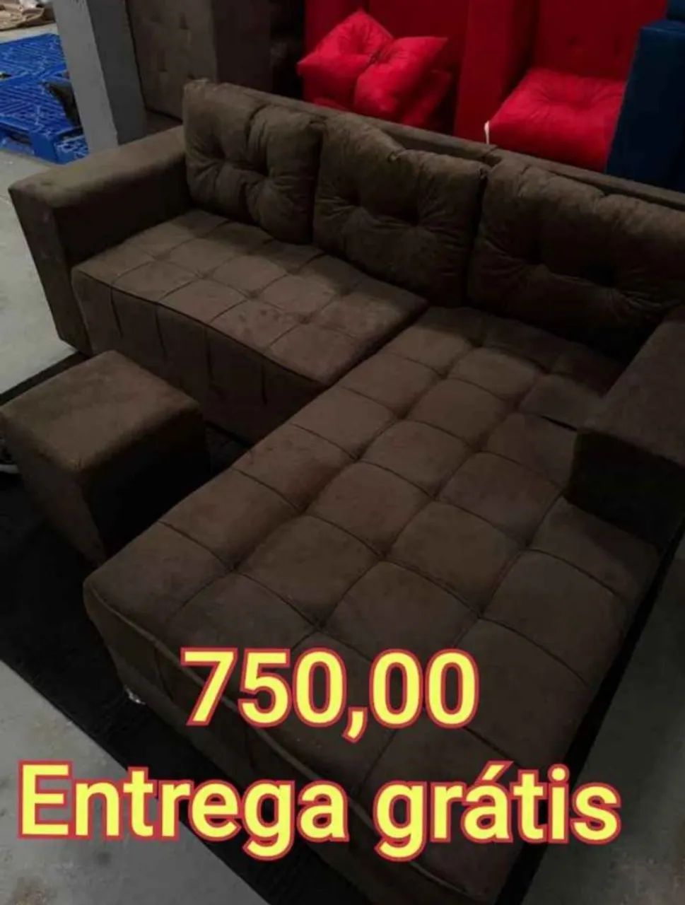 Sofá cheyse de 3 lugares com puff de brinde  - Foto 2