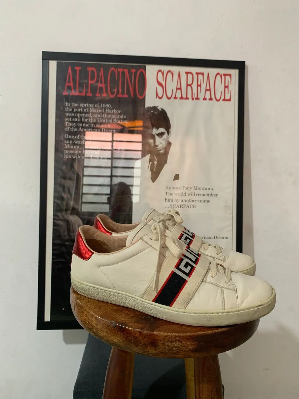 ? Gucci Ace Stripe em couro off-white  ?  - Foto 3