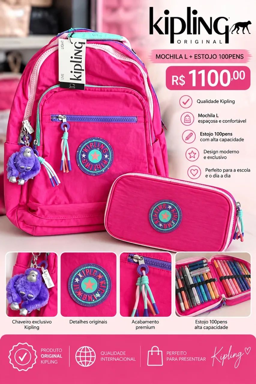 Mochila kipling + Estojo - Foto 2