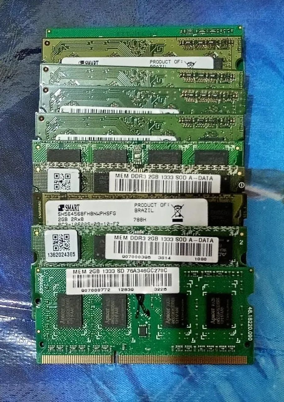 Lote 10 Memórias DDR3 2gb Notebook 