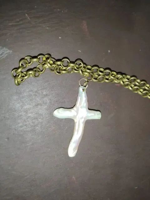 PINGENTE CRUZ PEROLA DE AGUA DOCE NATURAL (REQUINTE E SOFISTICAÇÃO) - Foto 5