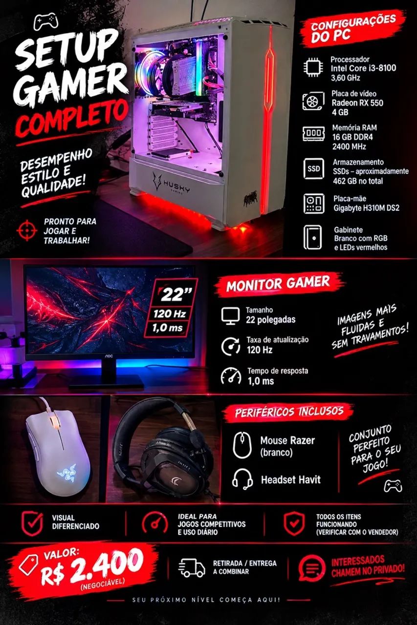 Pc gamer completo husky gaming 