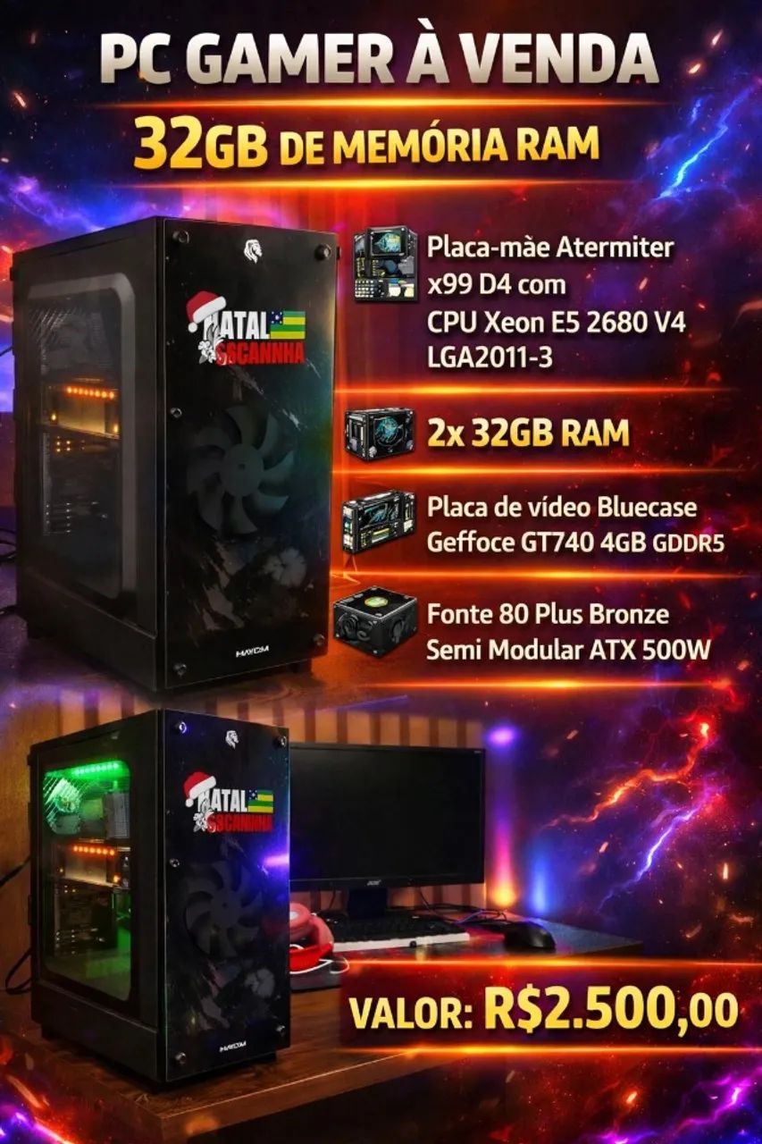 CoComputador Gamer Xeon - 32GB RAM - SSD + HDD - Pronto para uso - Foto 2