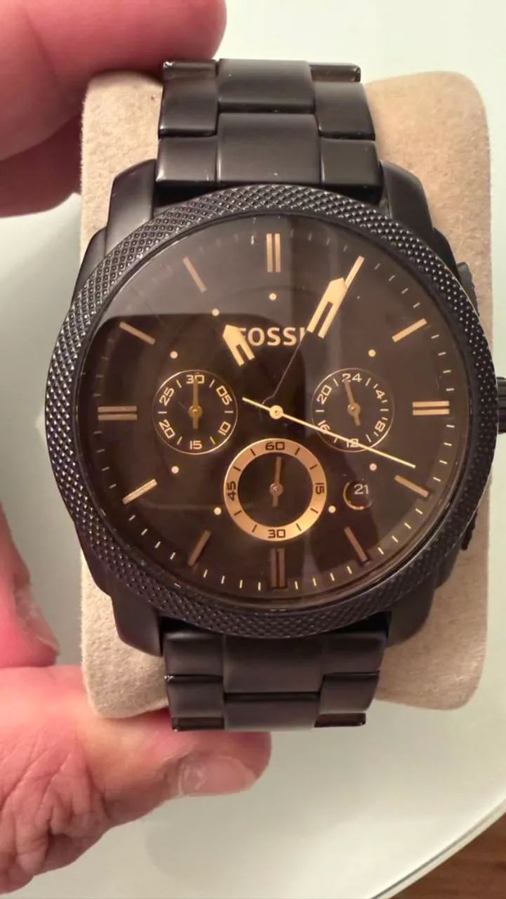 Relógio Fossil Machine Chronograph ? Preto com Rosé Gold