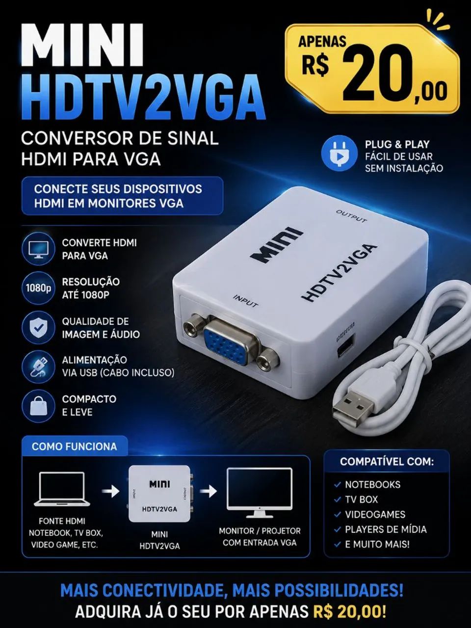 mini HDTV 2VGA  - Foto 2