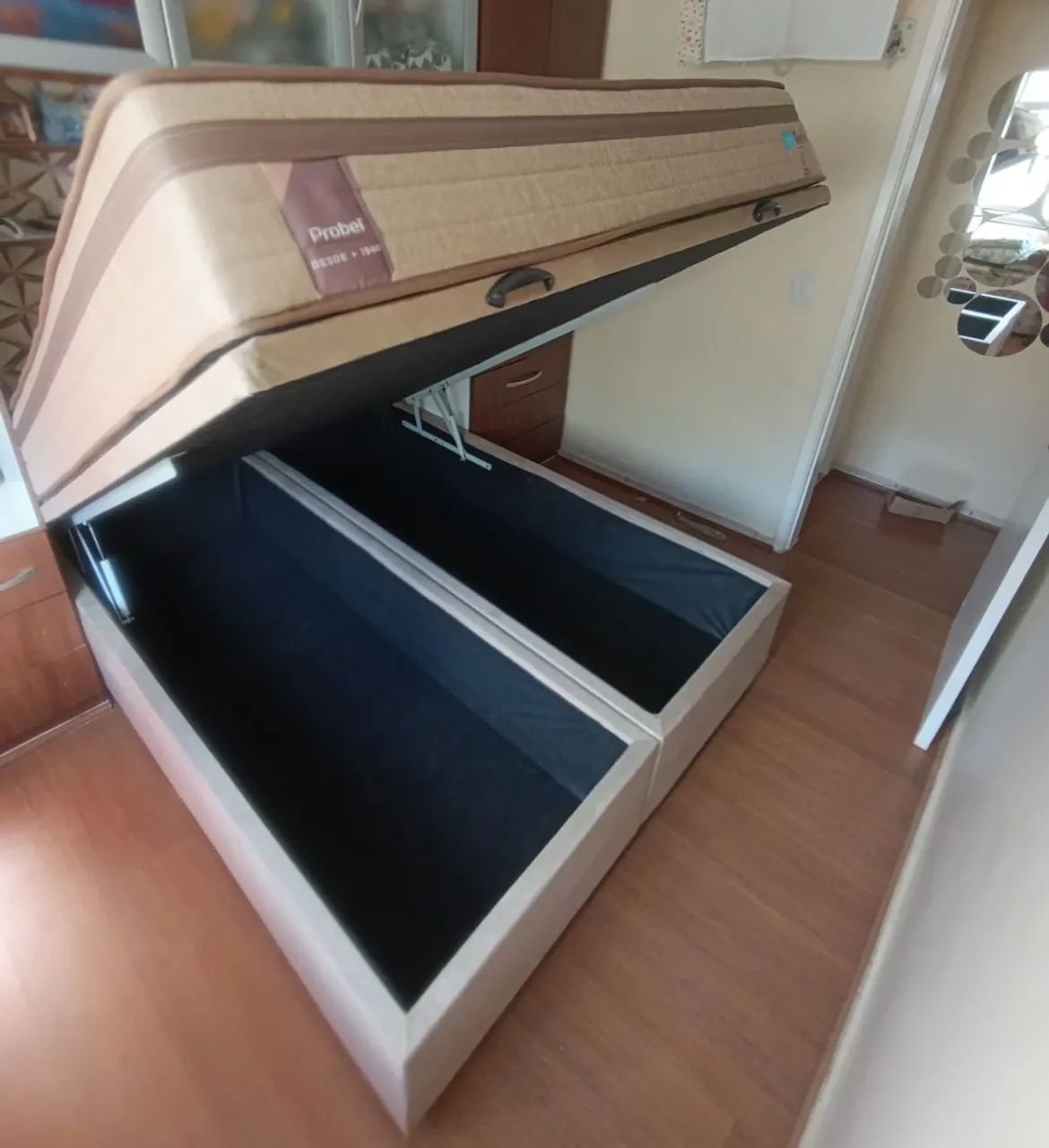 Cama box baú casal colchão probel queen