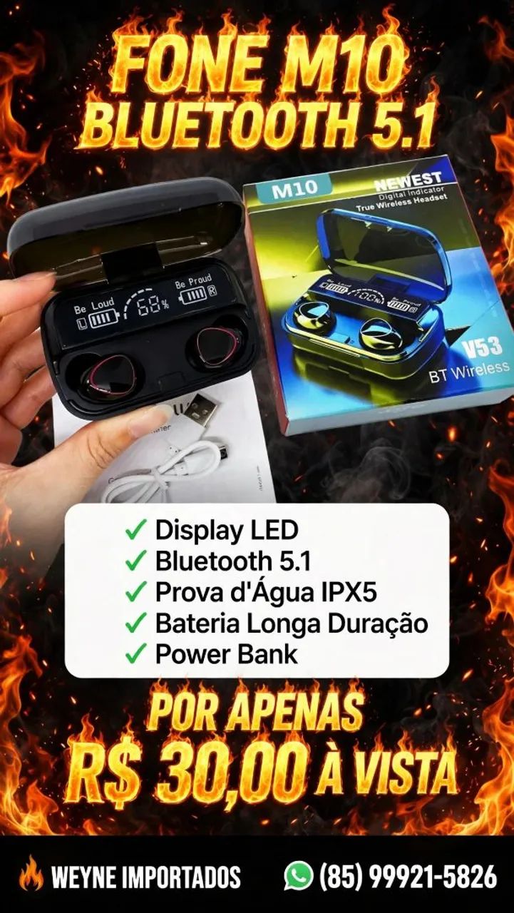 Fone bluetooth m10 