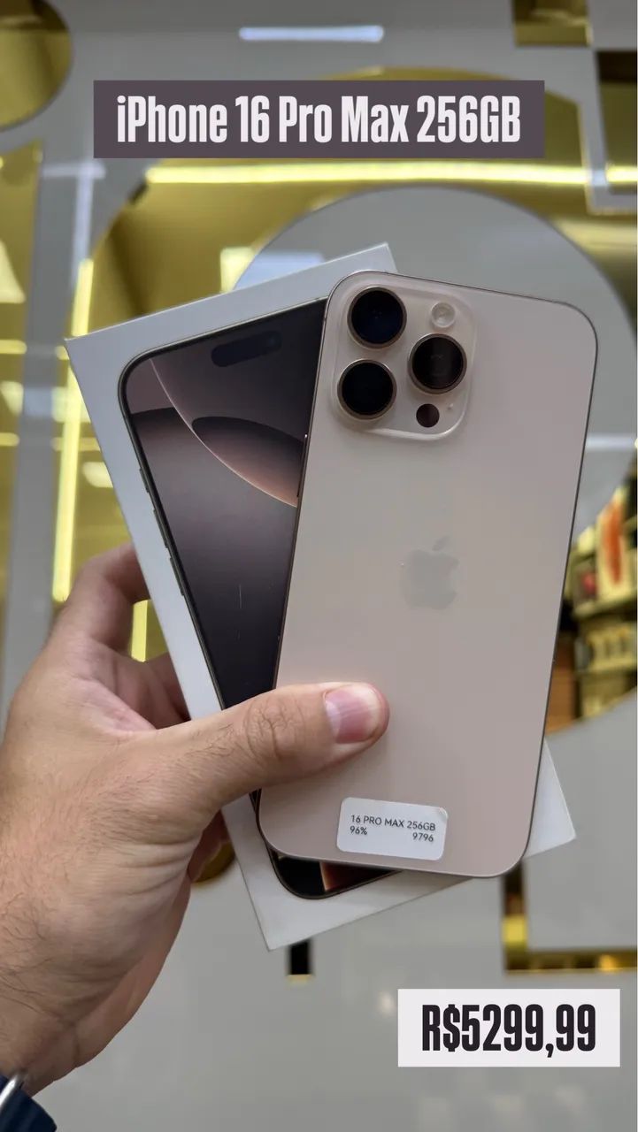 IPHONE 16 PRO MAX 256GB DESERT COM CAIXA SEMI NOVO MEGA PROMO