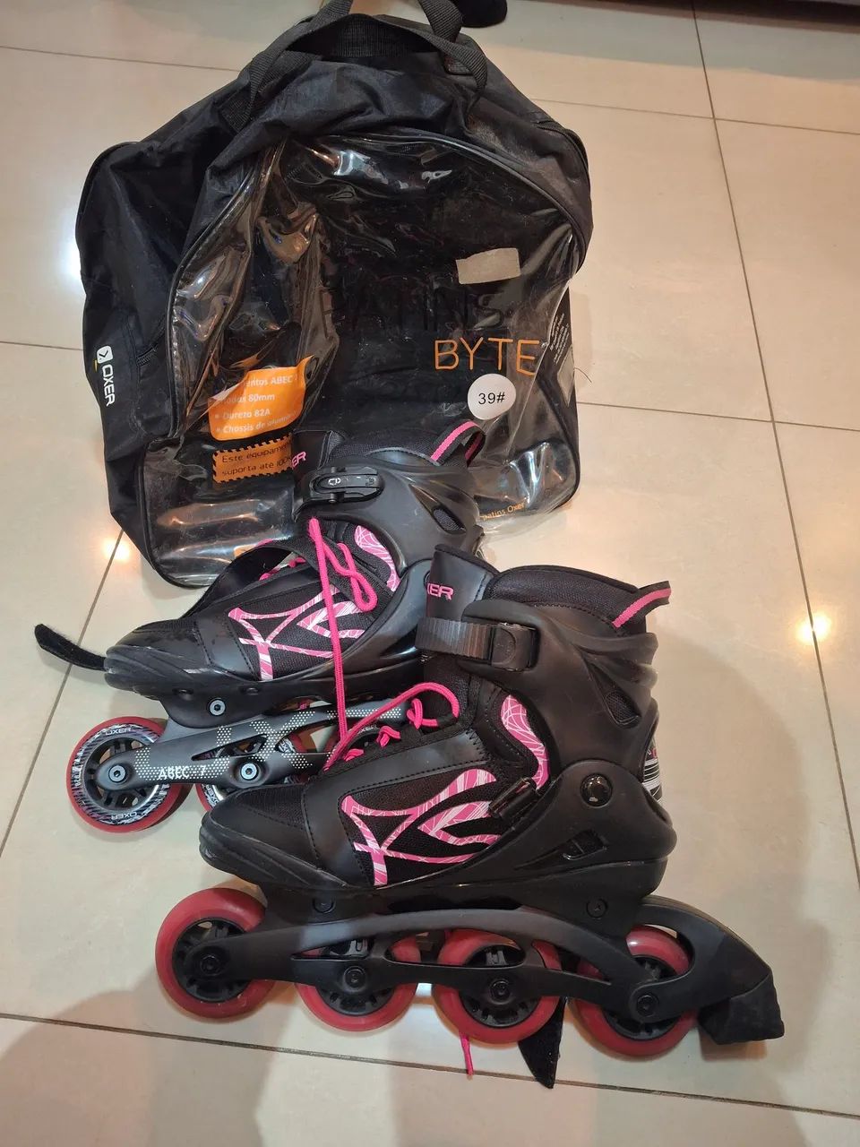 Patins Oxer Freestyle Rosa - 4 Rodas Num: 39