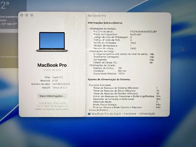 Macbook Pro Touch Bar M1  - 2020 (M1/8g/256g) 13 polegadas - Foto 2