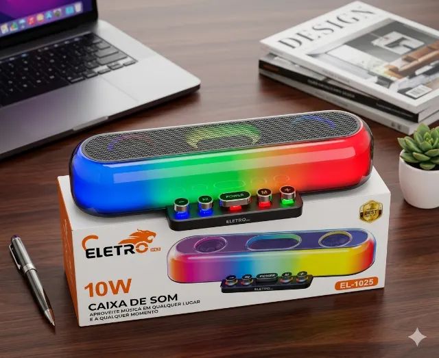 Caixa de Som Portátil Bluetooth 10W Com Teclas Eletromex EL-1025 - Foto 5