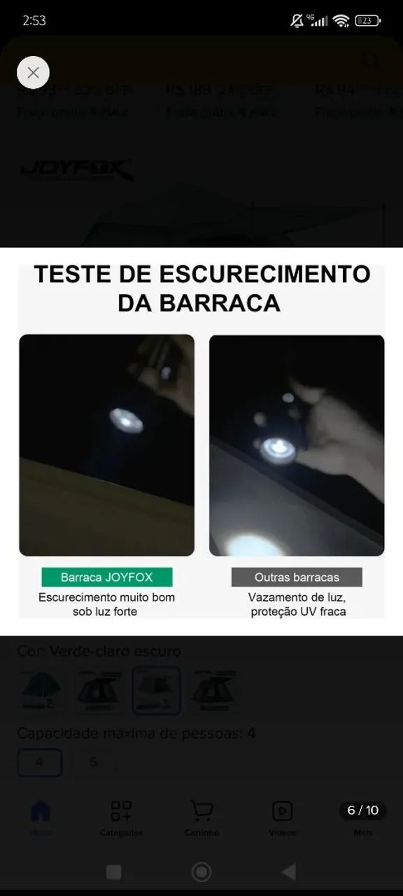 Barraca Joy Fox usada uma vez , tá suja quem comprar tem que lavar  - Foto 6