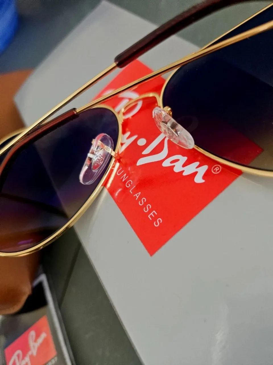 Ray ban aviador marrom degrade oculos de sol - Foto 2