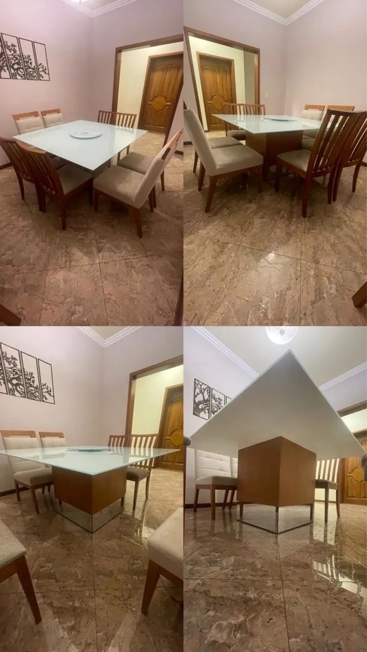 Mesa 8 lugares (vidro laka)