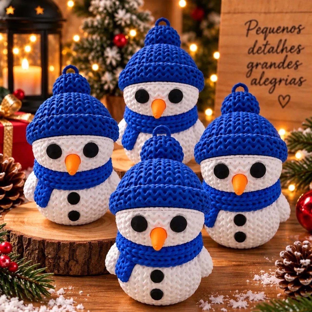 Kit com 4 Enfeites de Natal - Bonecos de Neve - Foto 3