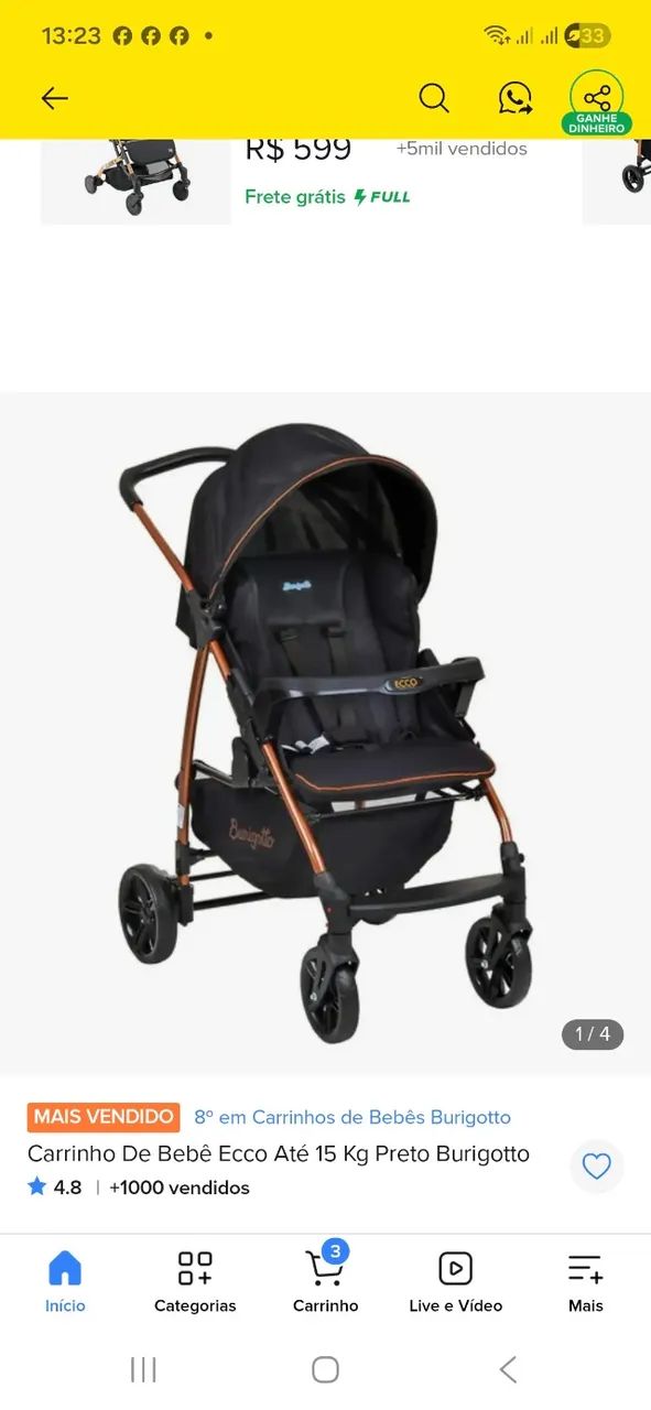 Carrinho de bebe Burigotto Ecco - Foto 3