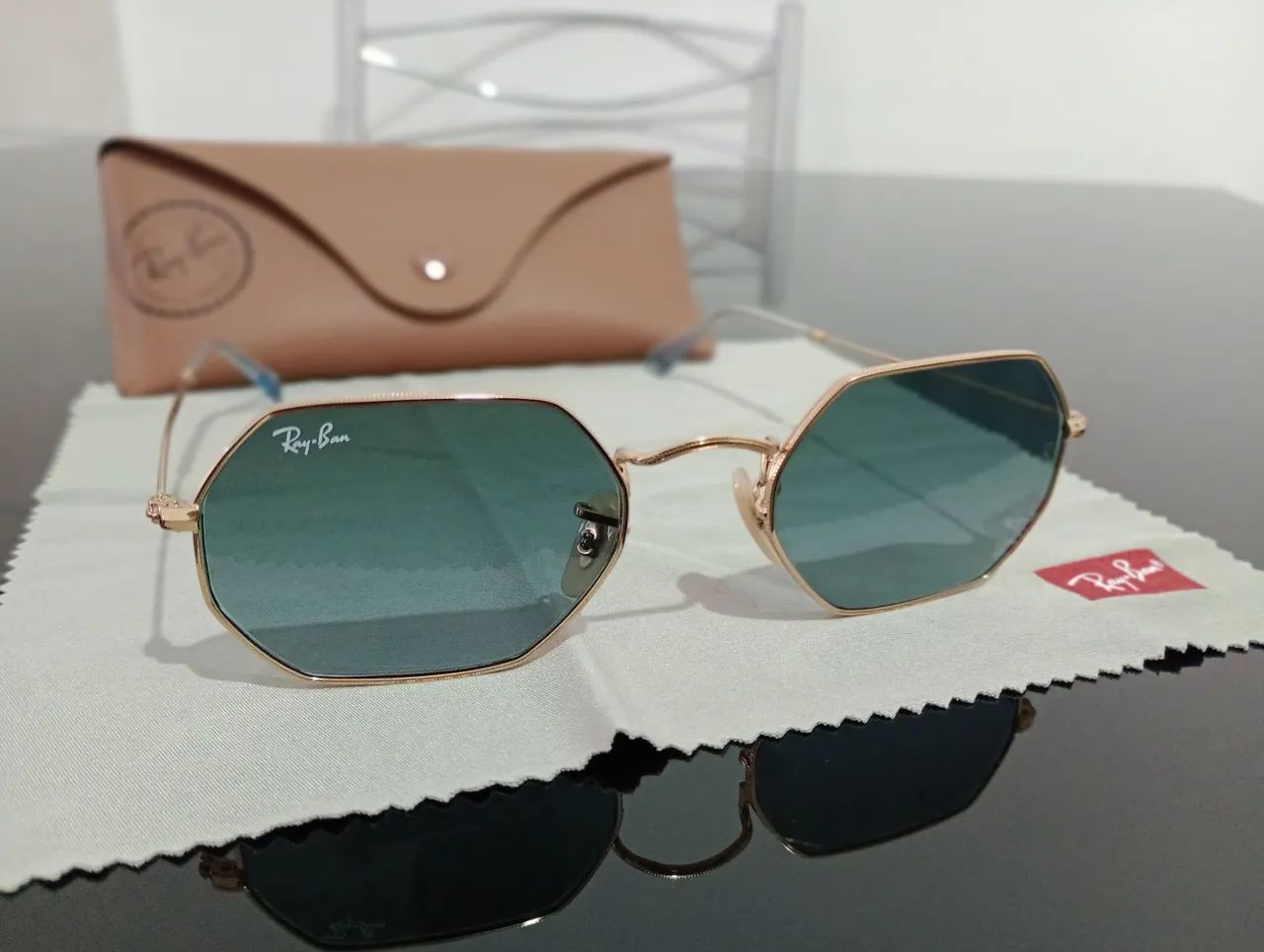 Óculos Rayban Octogonal Azul Degradê