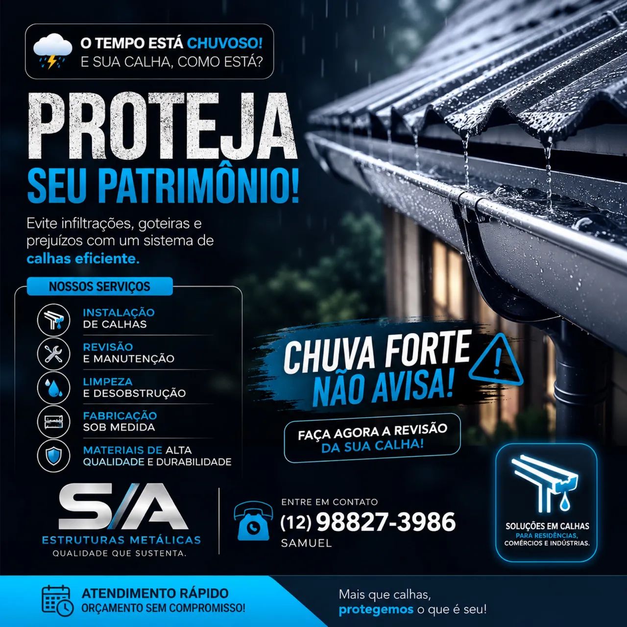 Instalação e reparos em calhas 