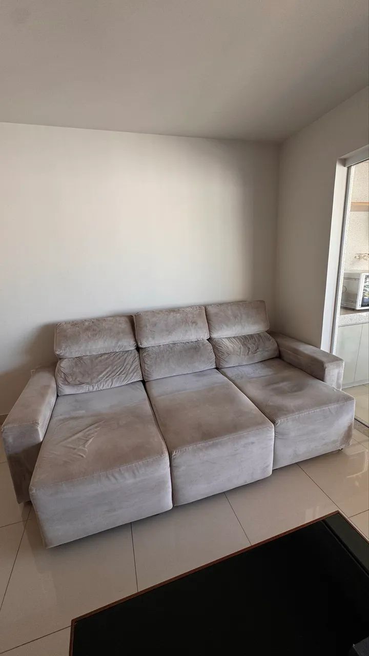 Sofá Retrátil Cinza 3 Lugares  - Foto 2