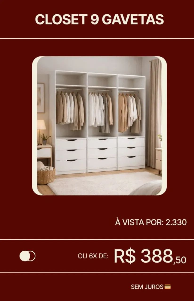 Closet em mdf 3 torres grandes 