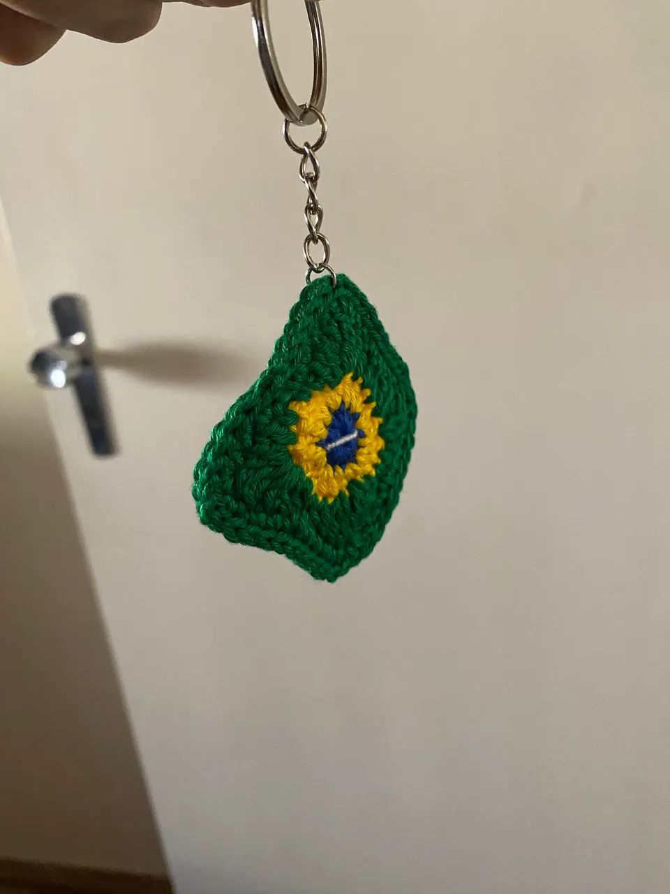 Chaveiro de crochê bandeira do Brasil 