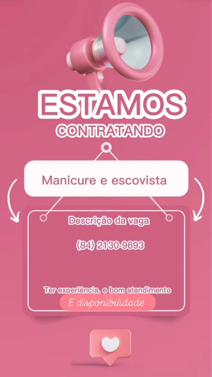 Vaga pra escovista e manicure 