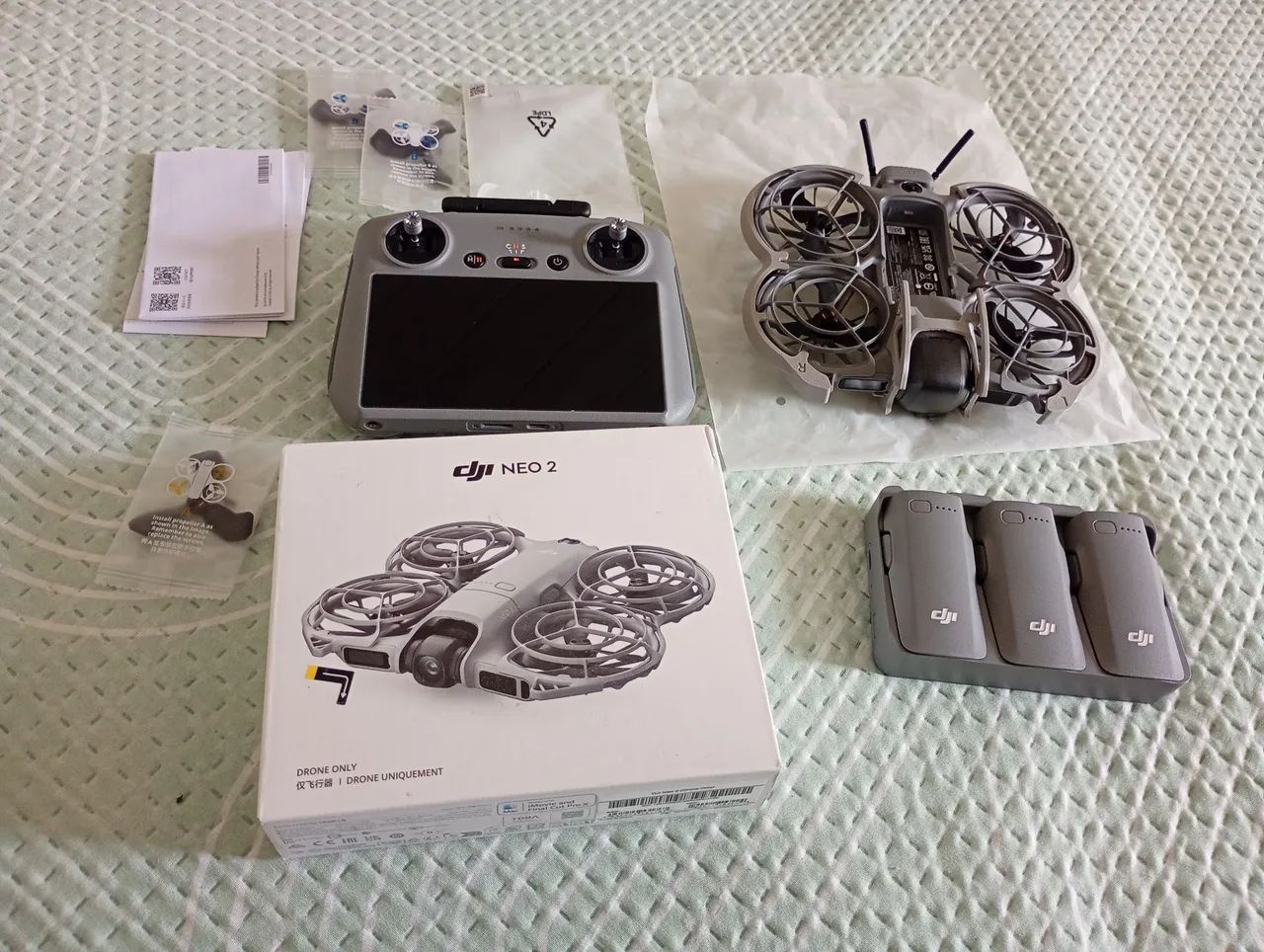 Neo 2 dji combo 3 baterias hub,módulo, controle RC2, armadura proteção 