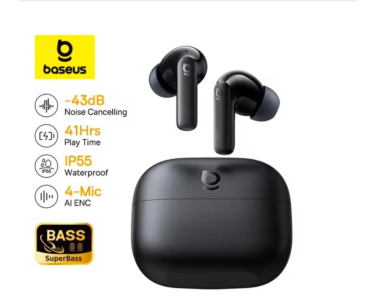 FONE BLUETOOTH BASEUS BOWIE EP10 NC CANCELAMENTO DE RUÍDO  - Foto 3