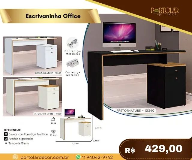 Escrivaninha Office, a pronta entrega 