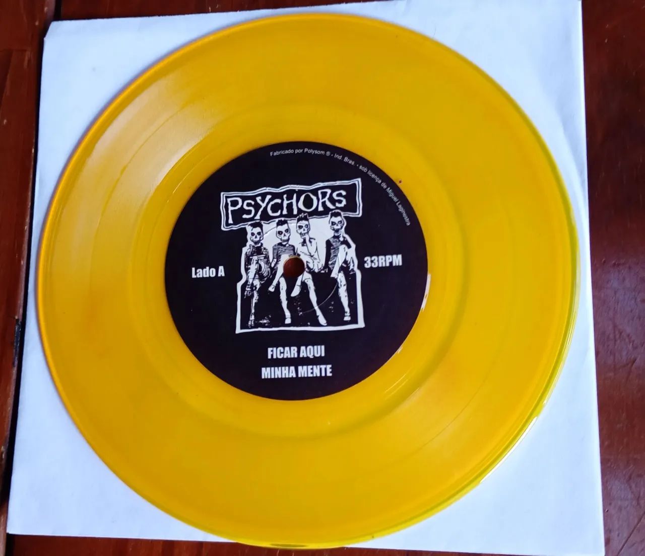 Vinil Ovos Presley e Psychors Compacto 7 polegadas Vinil amarelo Psychobilly HardCore punk - Foto 5