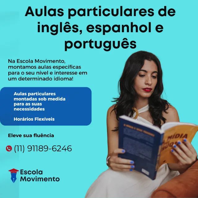 Curso de inglês, espanhol, português e redação com professores particulares