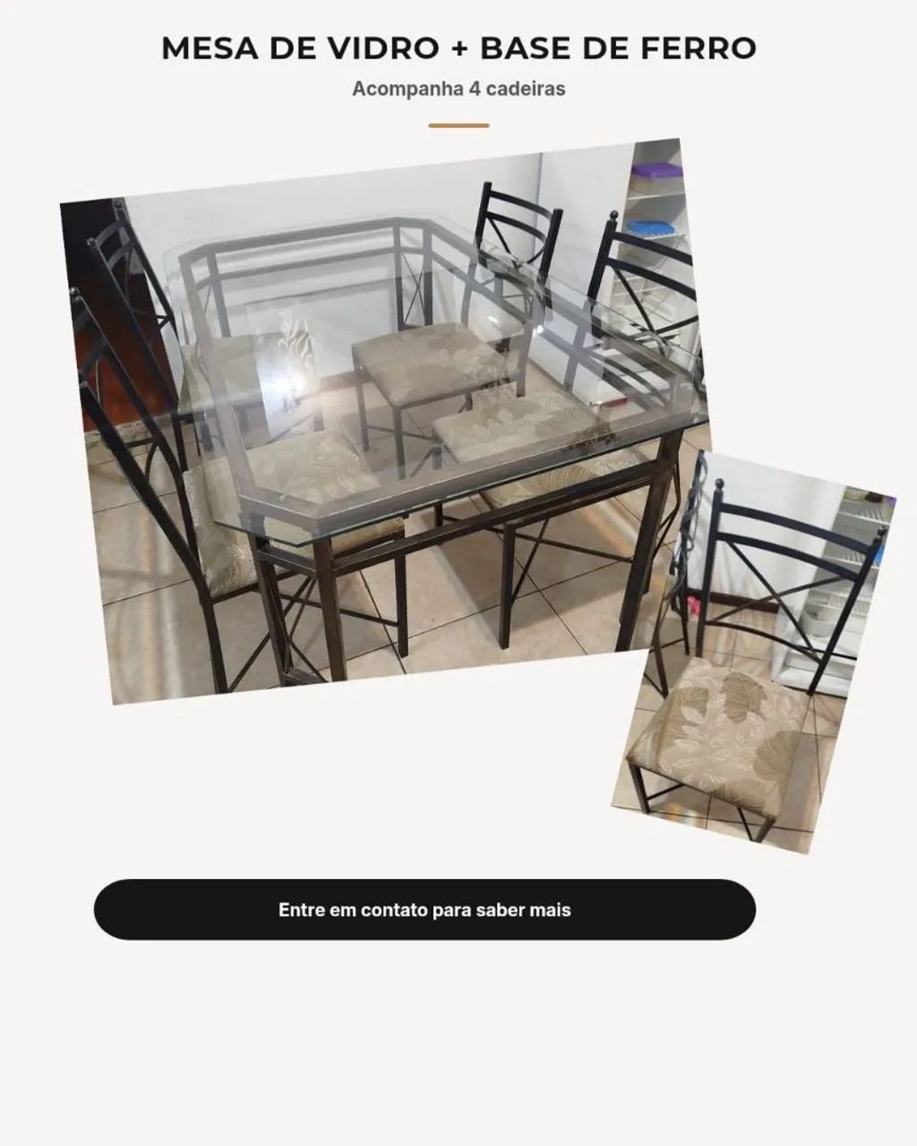 Mesa de Tampa de vidro  com 4 caseiras cade - Foto 3