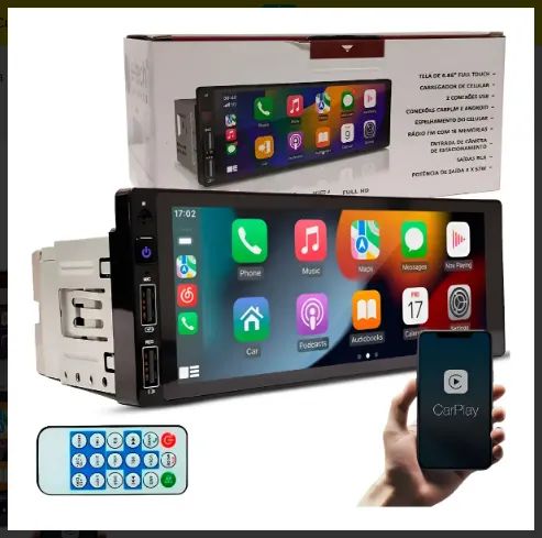 Central Multimidia Car Play Android Auto 6.8 Polegadas 1din - Top para fiat mobi e outros - Foto 2