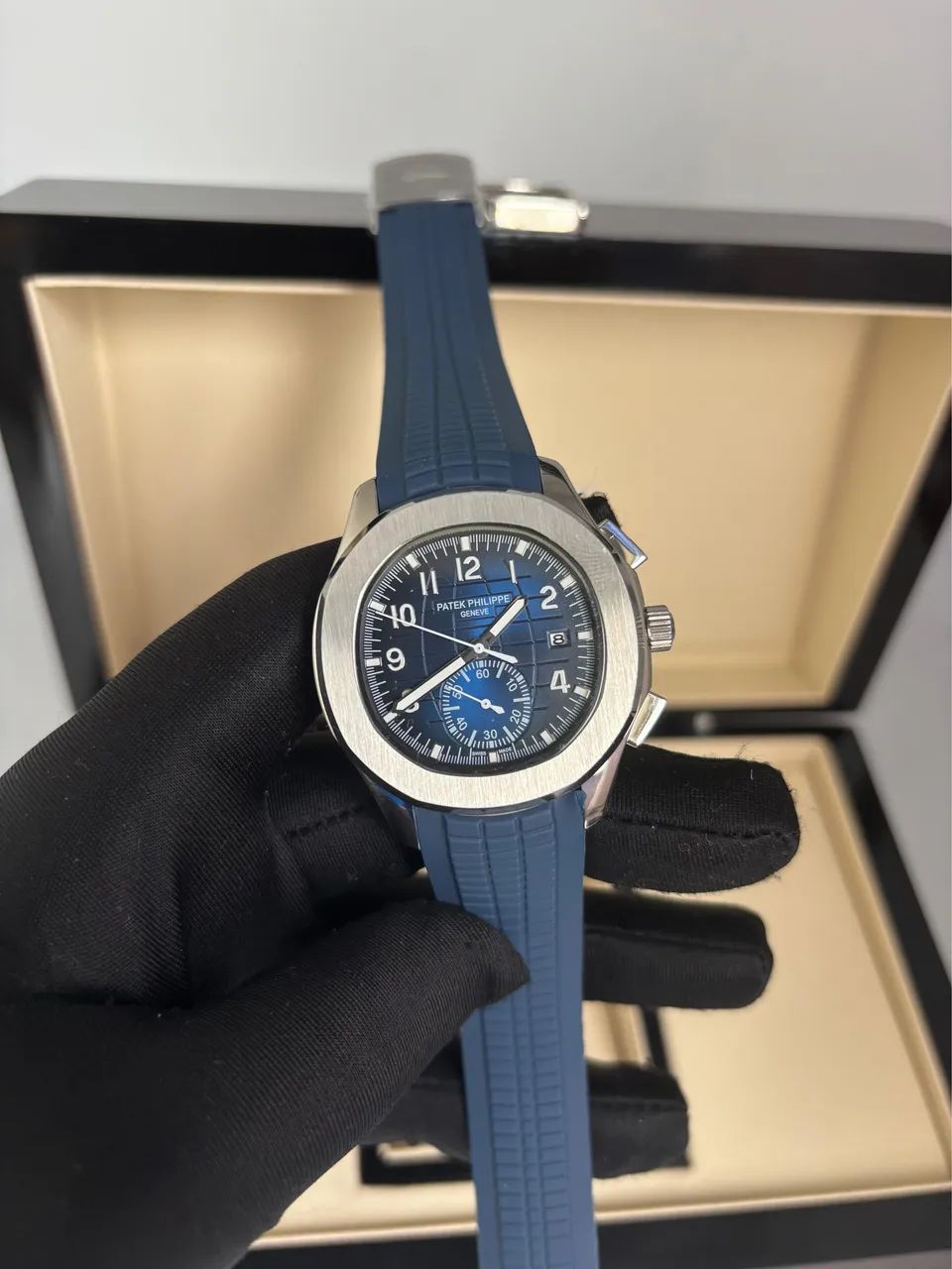 Relogio Masculino Patek Automatico Premium - Borracha - Fundo transparente 