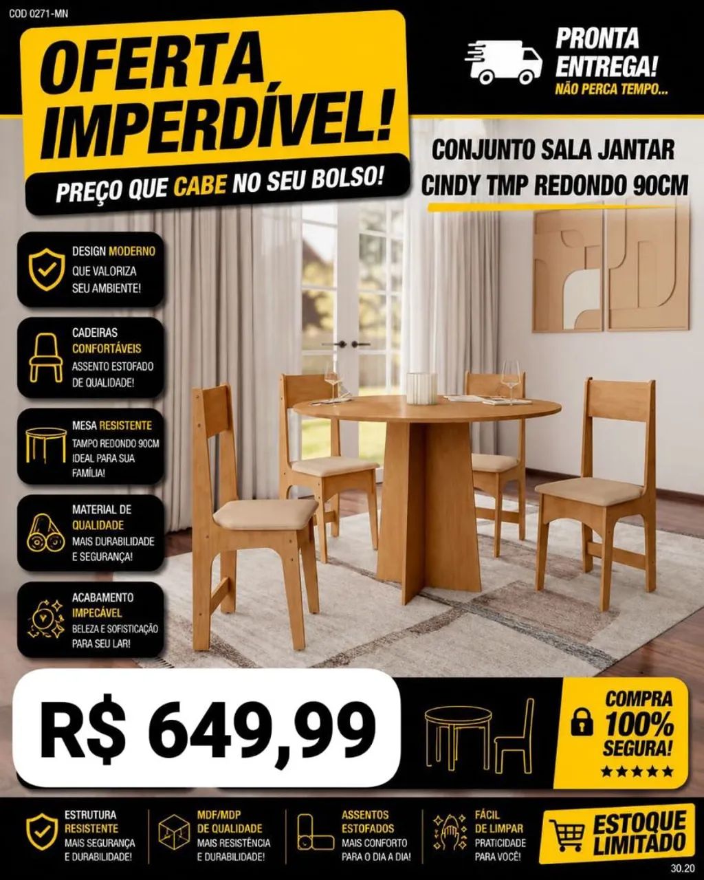 MESAS DE JANTAR FRETE GRÁTIS  - Foto 2
