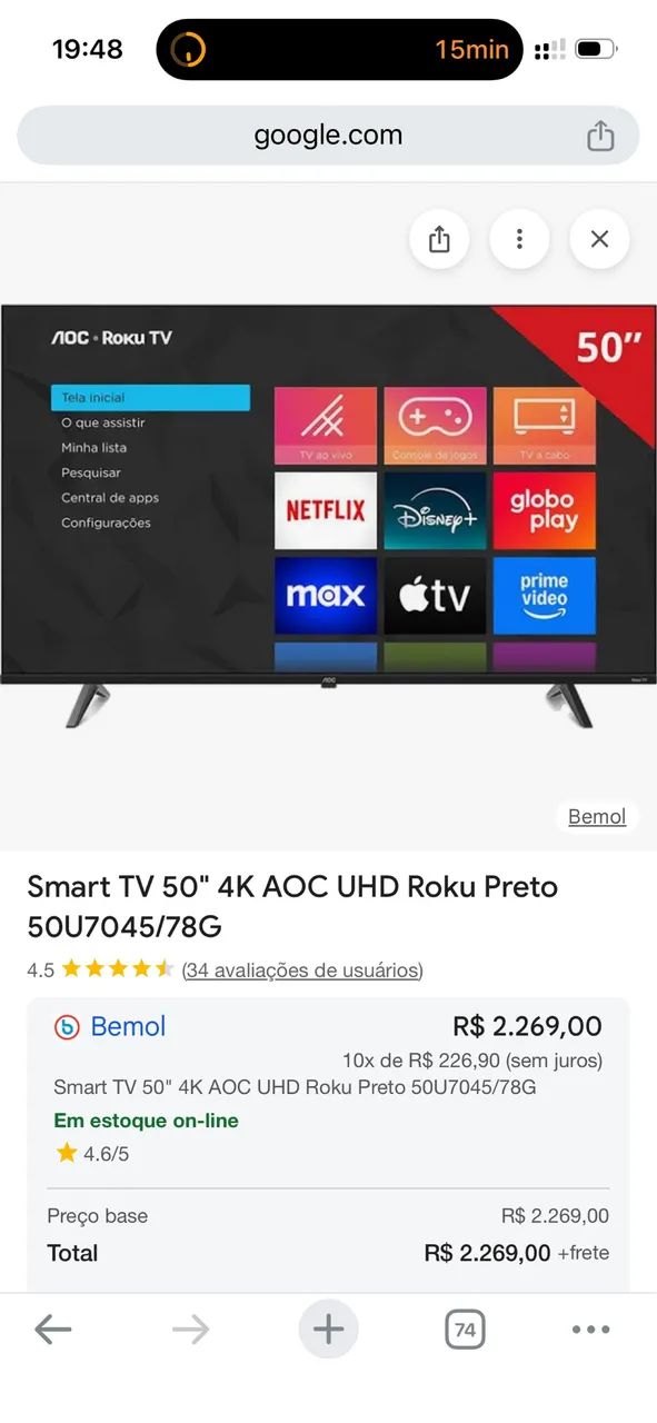 Tv Aoc 50 Polegadas + Soundbar Led - Foto 4
