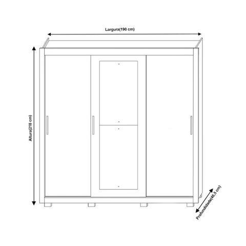 Guarda Roupa Luana MDF C/ Espelho, 3 Portas de Correr(Novo) Promoçao - Foto 6