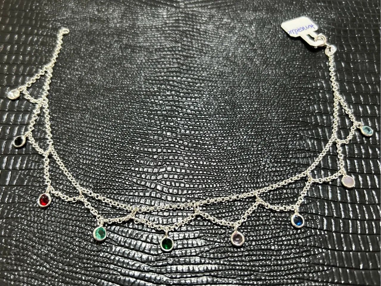 Tornozeleira em prata 925, com zircônia colorida - Foto 2