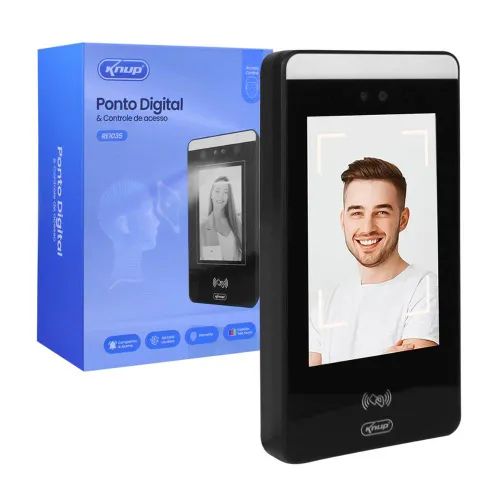 Ponto Digital e Controle de Acesso Com Biometria Tela Touch Knup-1035