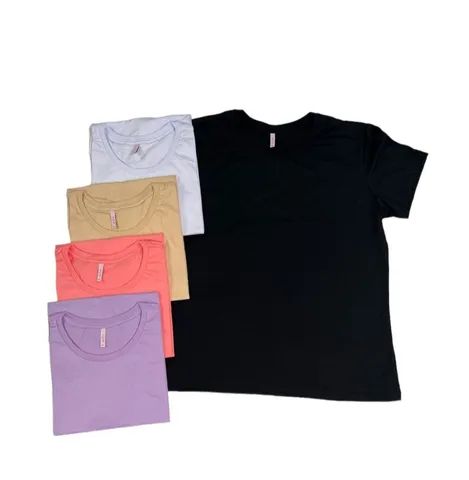 T-shirts Femininas Plus Size Gola Redonda 