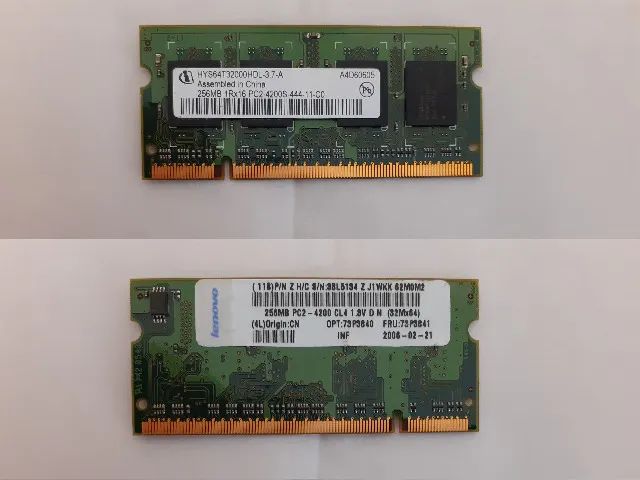 Memória notebook 256MB Ddr2 PC2-4200 Infineon Core 2 Duo
