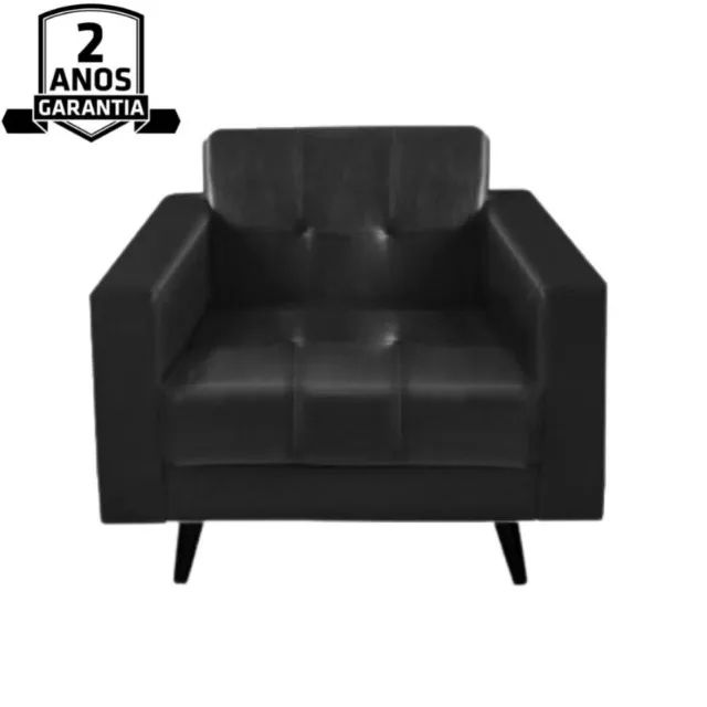 Poltrona de Escritório Roma 1 Lugar Corino Preto Conforto Sofisticado -60040 - Foto 4