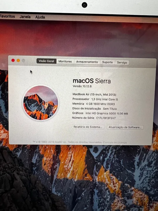 MacBook Air 13 polegadas - macOS Sierra